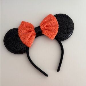Black and Orange Sequin Mouse Ears Headband